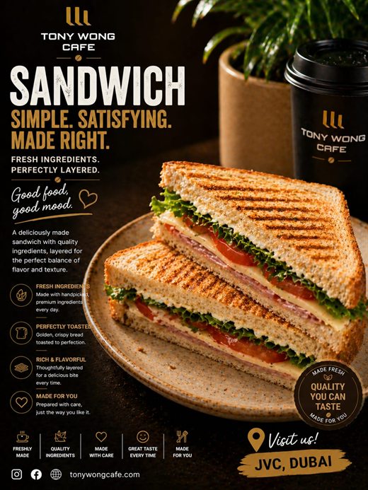 Tony Wong Café sandwich poster