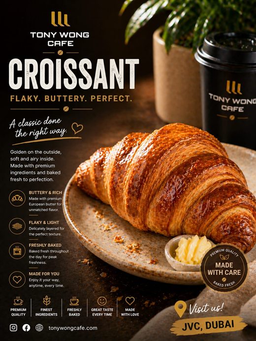 Tony Wong Café croissant poster