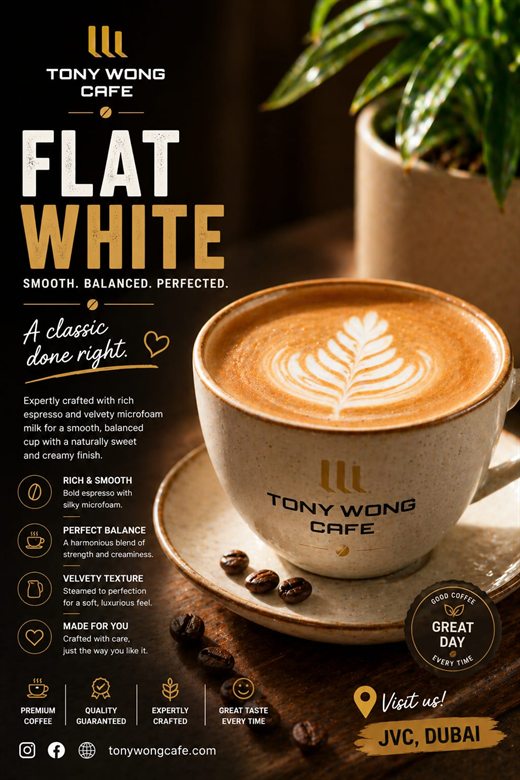 Tony Wong Café flat white poster