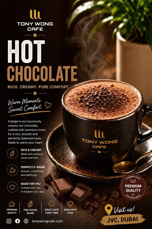 Tony Wong Café hot chocolate poster
