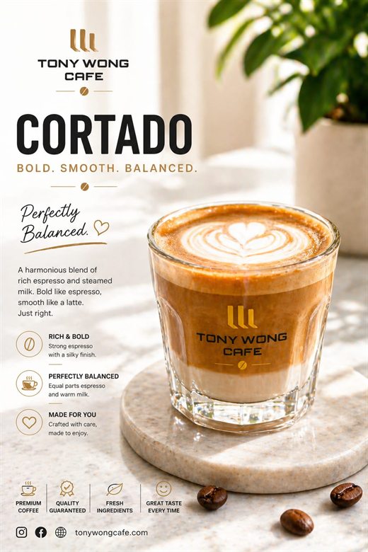 Tony Wong Café cortado poster