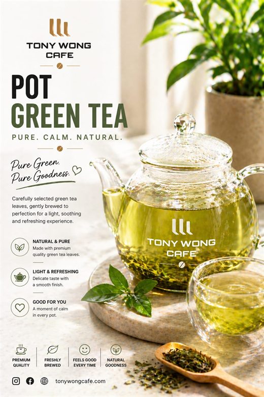 Tony Wong Café green tea poster