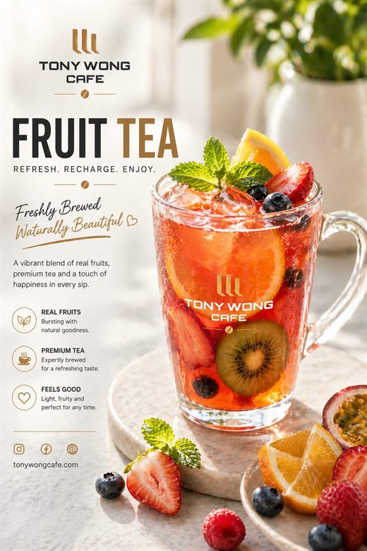 Tony Wong Café fruit tea poster