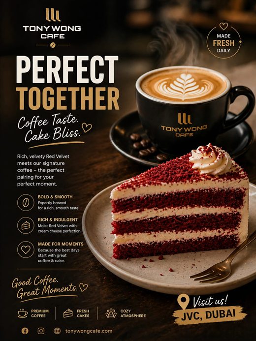 Tony Wong Café coffee and cake poster